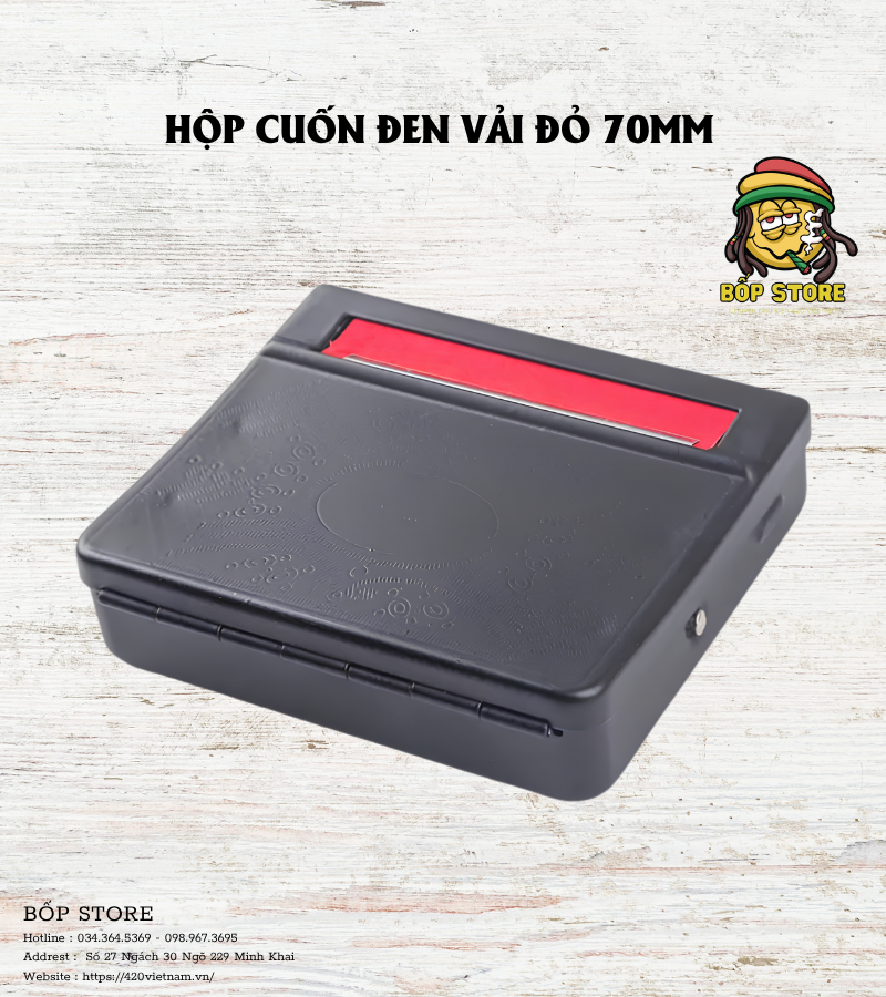 Hộp Cuốn Đen Vải Đỏ 70mm